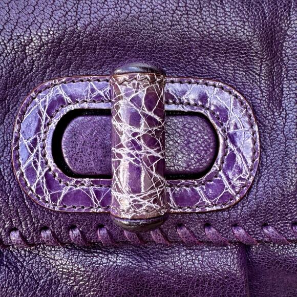 SOLD Prada Eggplant Whipstitch Calf Leather Baguette | Rare Archival - Picture 5 of 16